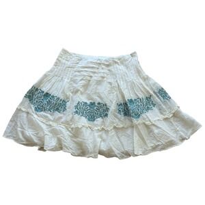 Frenchic  cotton‎ silk Blend - lined cotton - Embroidered skirt Size: L